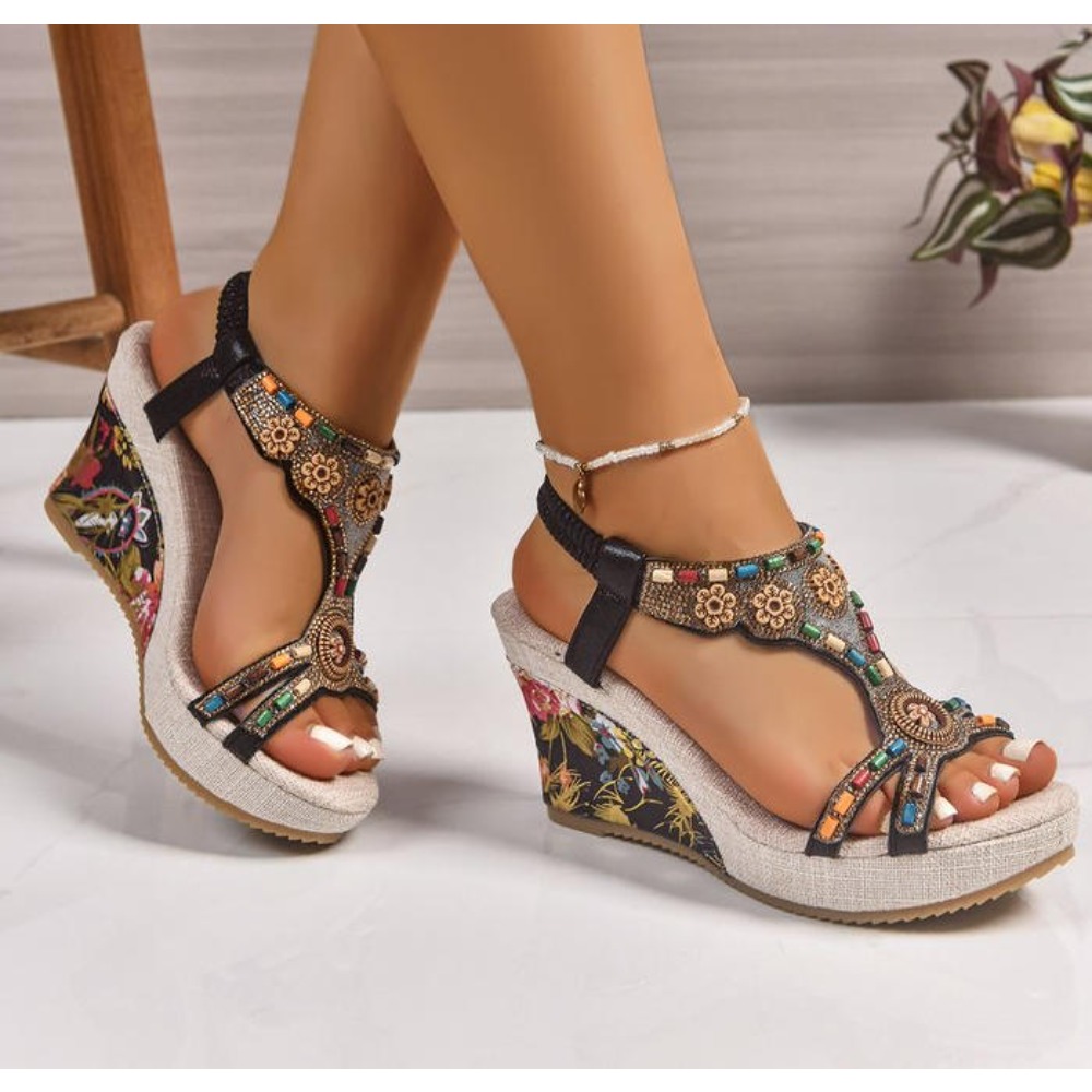 Leather Work Heels - Woman Leather Summer Fashion Wedge Female