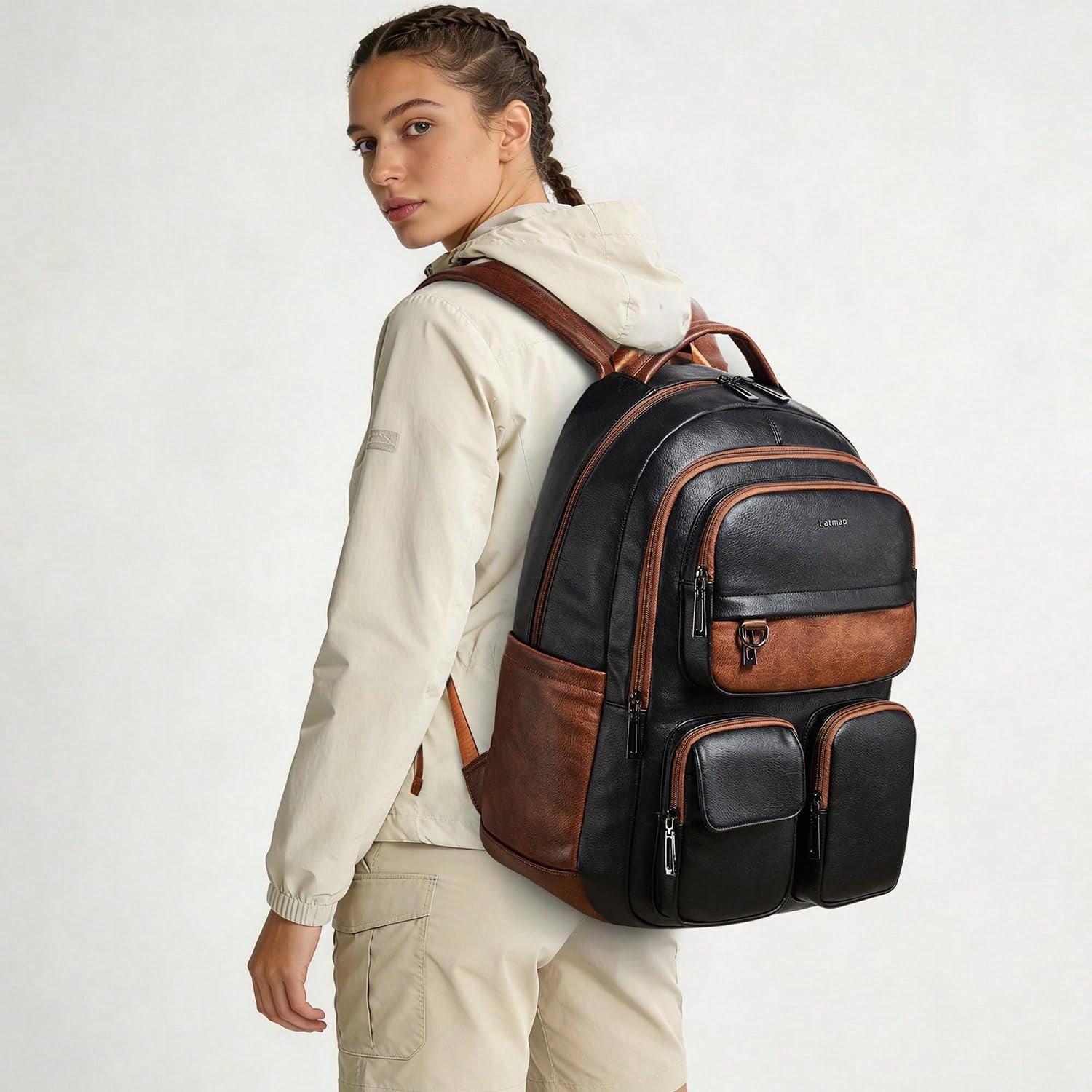 LATMAP Vegan Leather Backpack  - đánh giá và giá Leather Work Womens Backpack