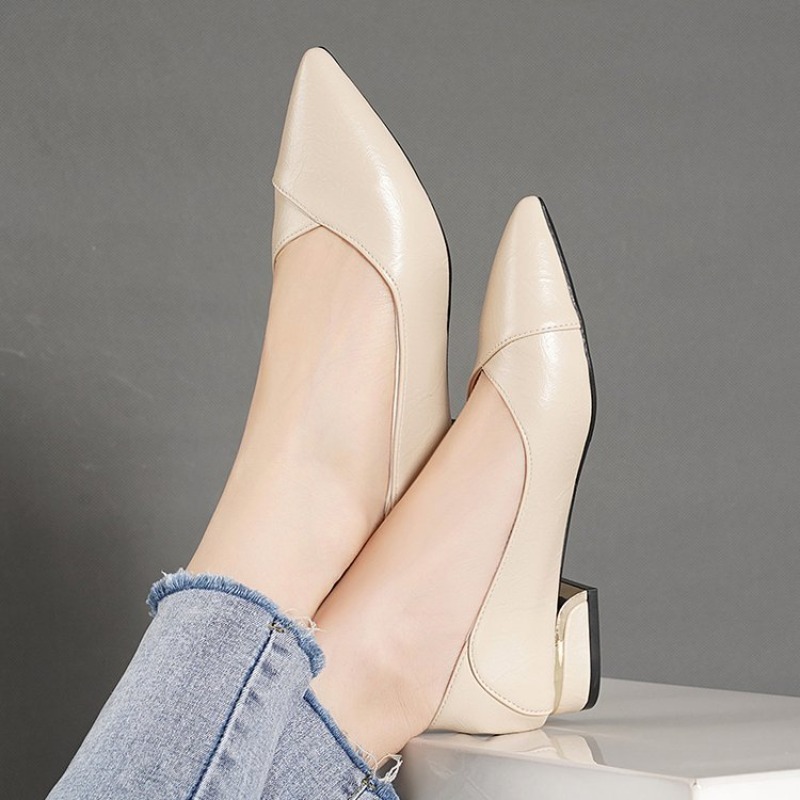 2026 Spring and Autumn New Poi - đánh giá và giá Leather Work Heels