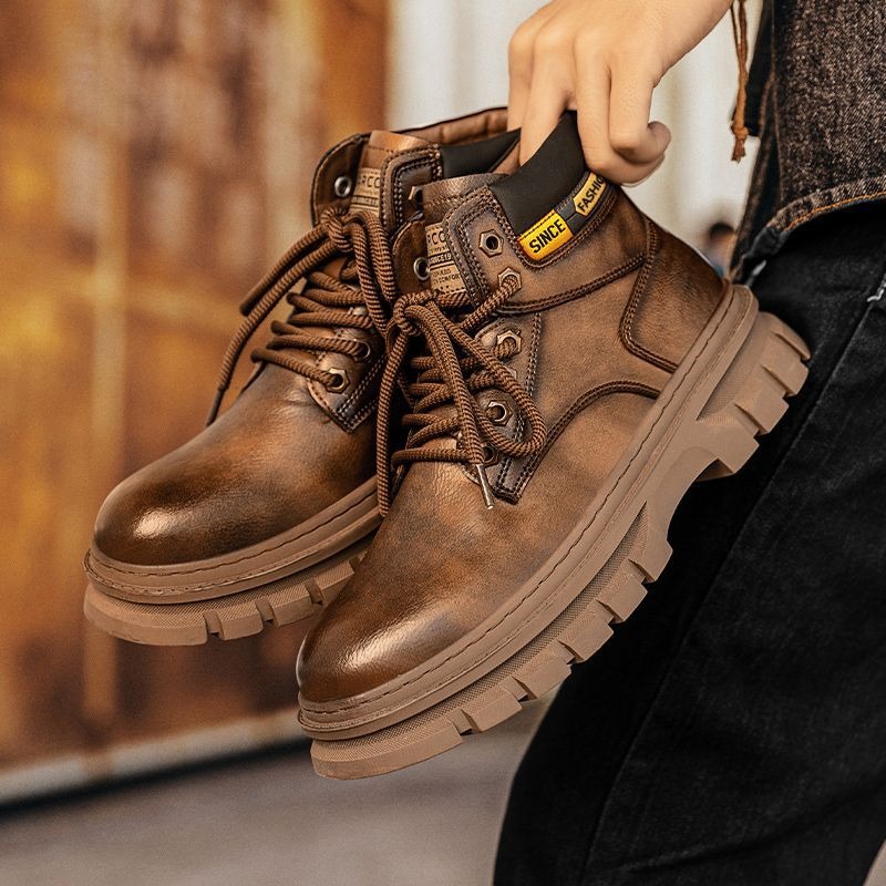 Vintage Men Platform Ankle Boo - đánh giá và giá Leather Work Fabric