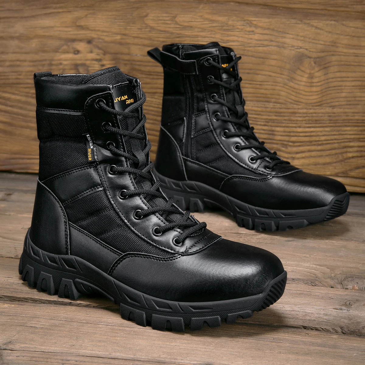 Men's Outdoor Hiking Shoes Hig - đánh giá và giá Leather Work Fabric