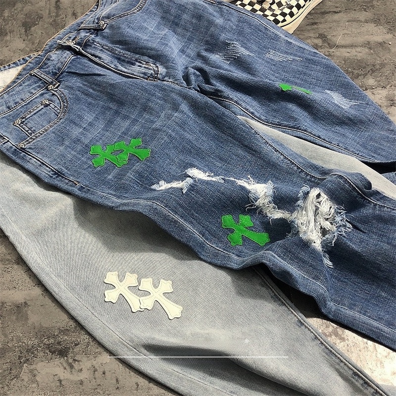 Street Sle Ripped Denim Jeans  - đánh giá và giá Leather Work Jeans