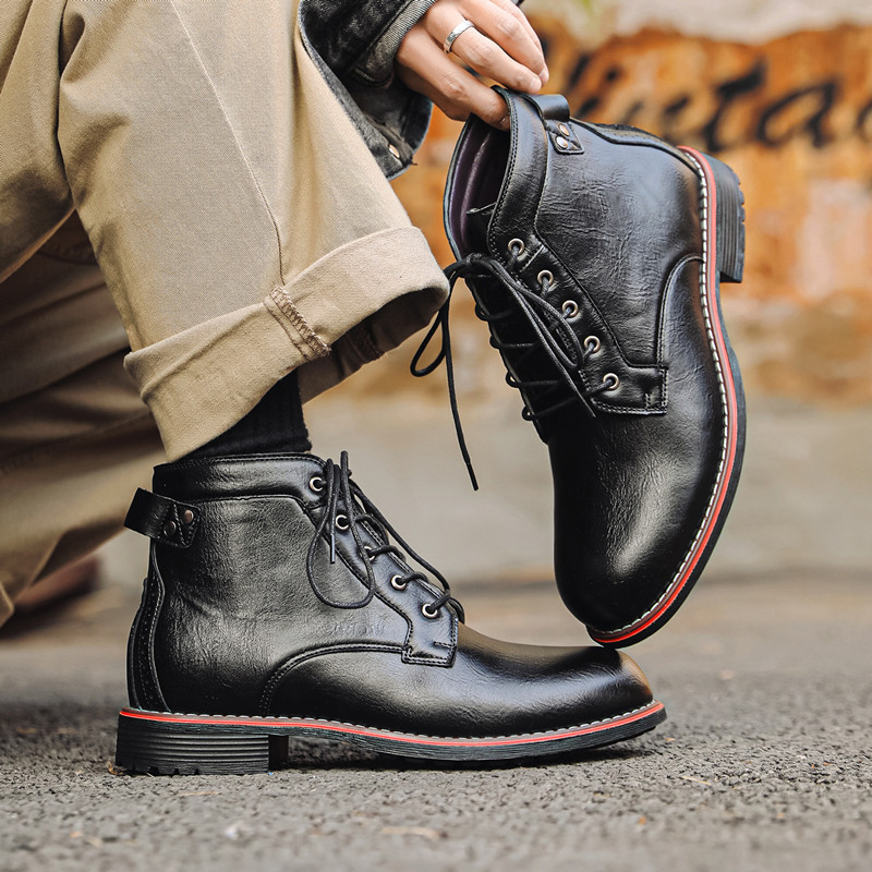 Luxury Retro High Men's Leathe - đánh giá và giá Leather Work Fabric