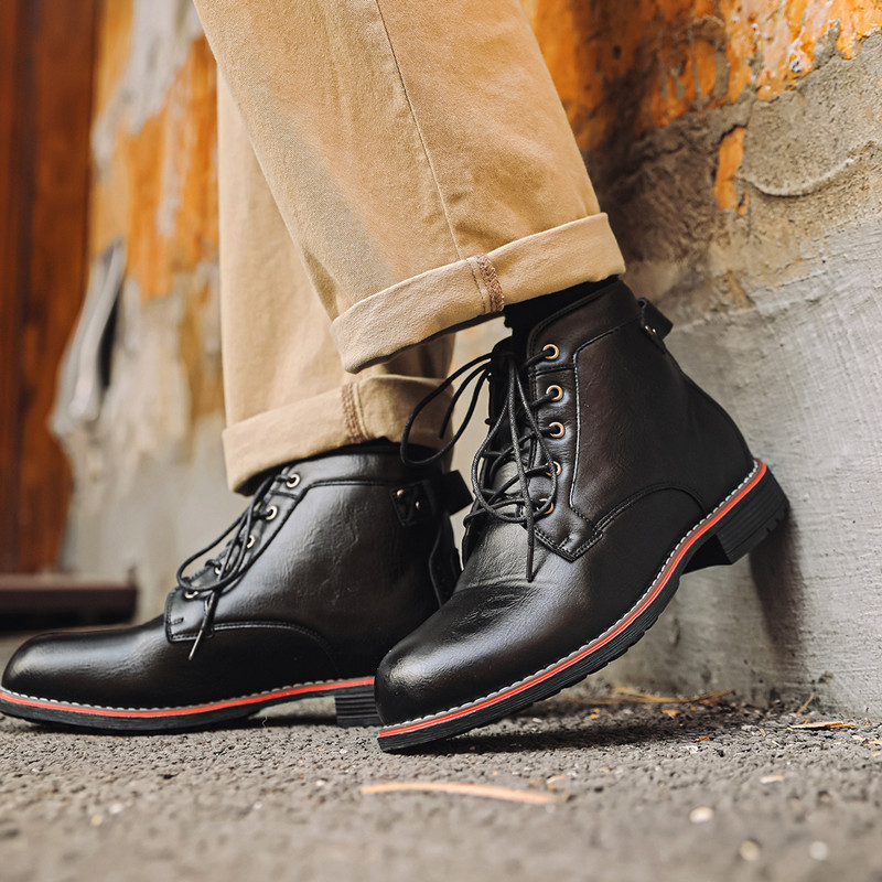 Luxury Retro High Men's Leathe - đánh giá và giá Leather Work Fabric