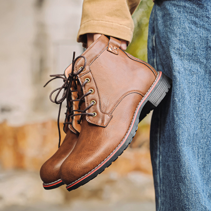 Luxury Retro High Men's Leathe - đánh giá và giá Leather Work Fabric