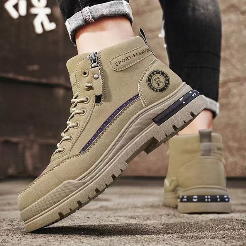Men Retro High Top Work Boots  - đánh giá và giá Leather Work Fabric