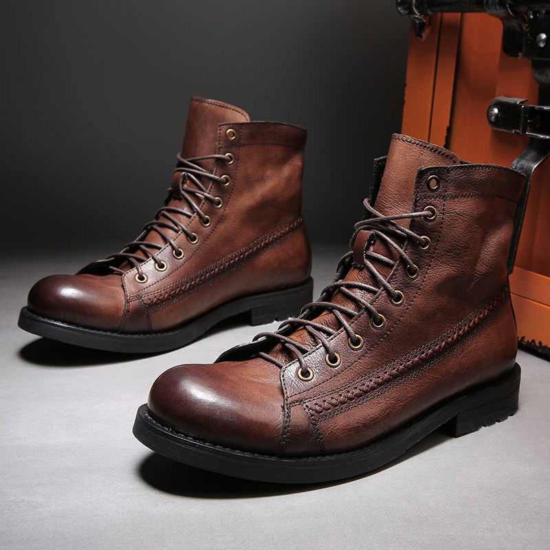 Mens Ankle Boots Classic Handm - đánh giá và giá Leather Work Fabric