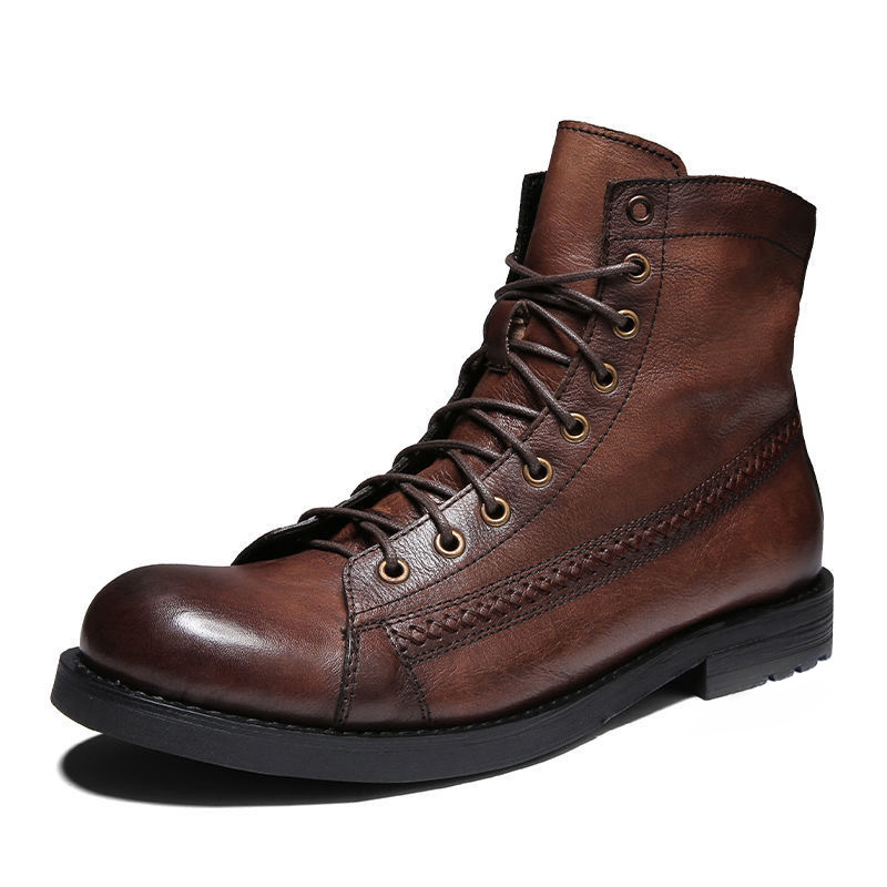 Mens Ankle Boots Classic Handm - đánh giá và giá Leather Work Fabric