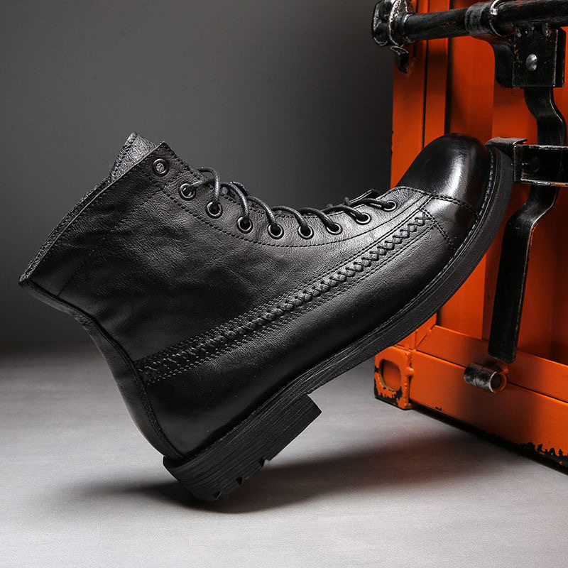 Mens Ankle Boots Classic Handm - đánh giá và giá Leather Work Fabric